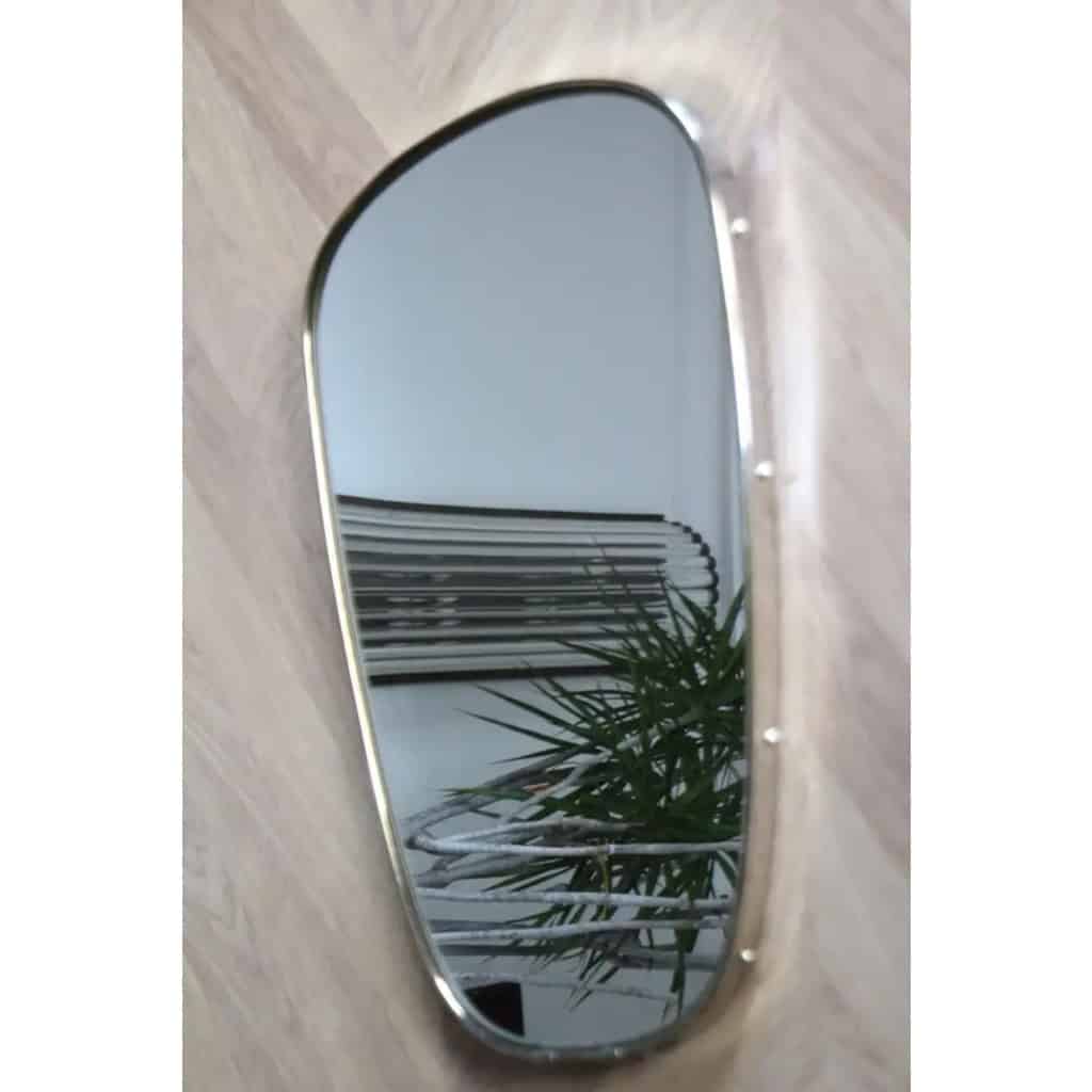 Miroir mural moderniste des années 1950 en laiton et chrome, style Gio Ponti 6