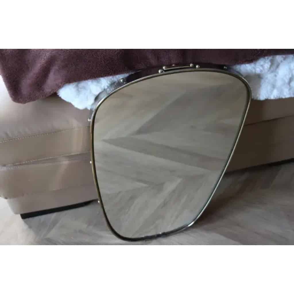 Miroir mural moderniste des années 1950 en laiton et chrome, style Gio Ponti 9