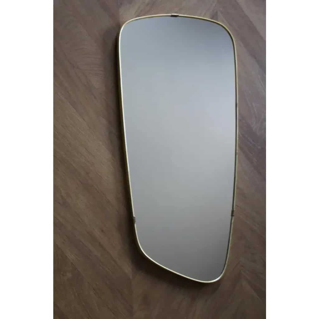 Miroir asymétrique en laiton de style Gio Ponti, Italie du milieu du siècle dernier, 1950 10