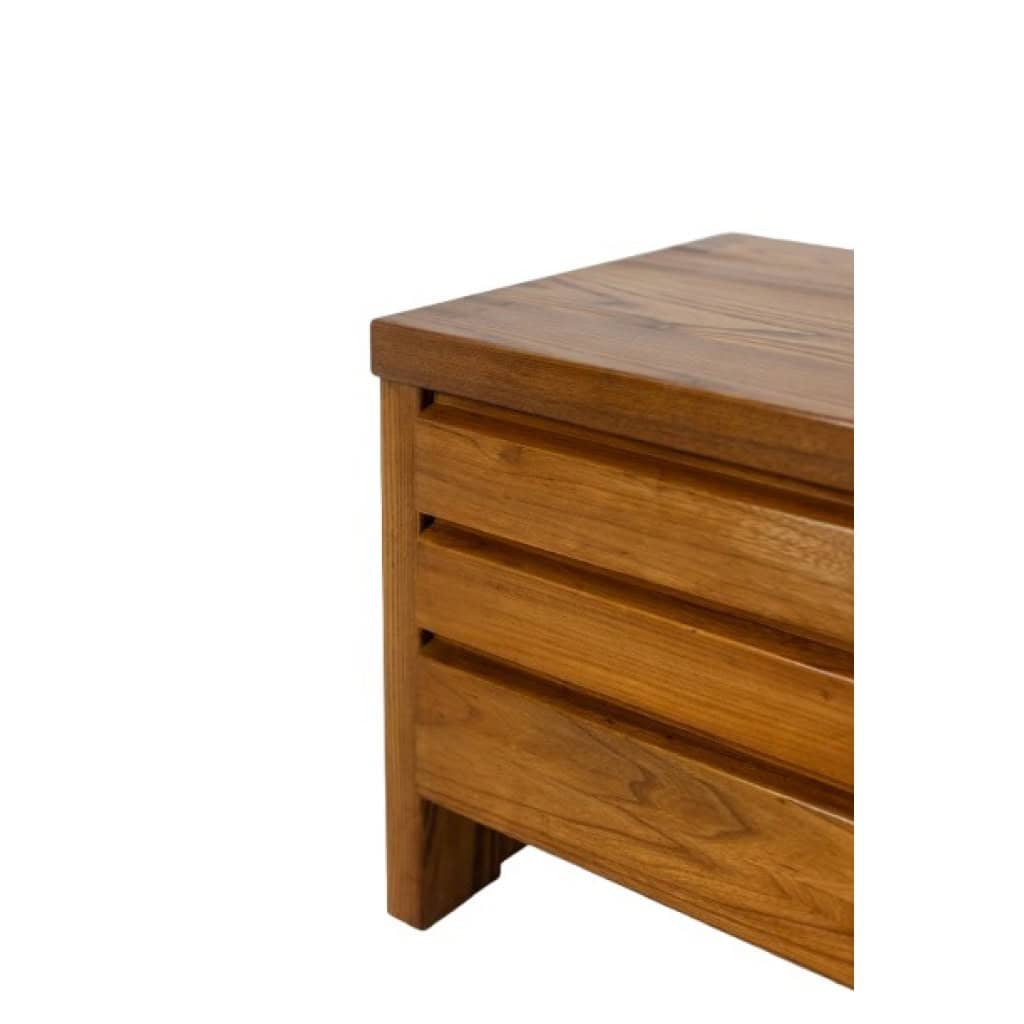 Pierre Chapo. Commode basse en orme blond. Circa 1970. LS64923507P 9