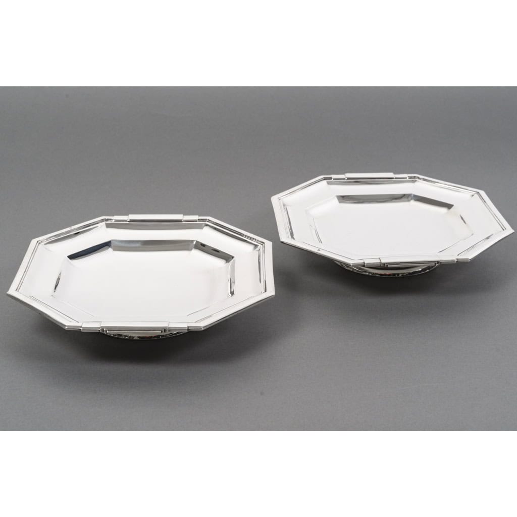 LAPPARRA – Paire de coupes sur pied argent massif XXe ART DECO 3