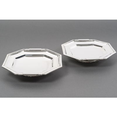 LAPPARRA – Paire de coupes sur pied argent massif XXe ART DECO