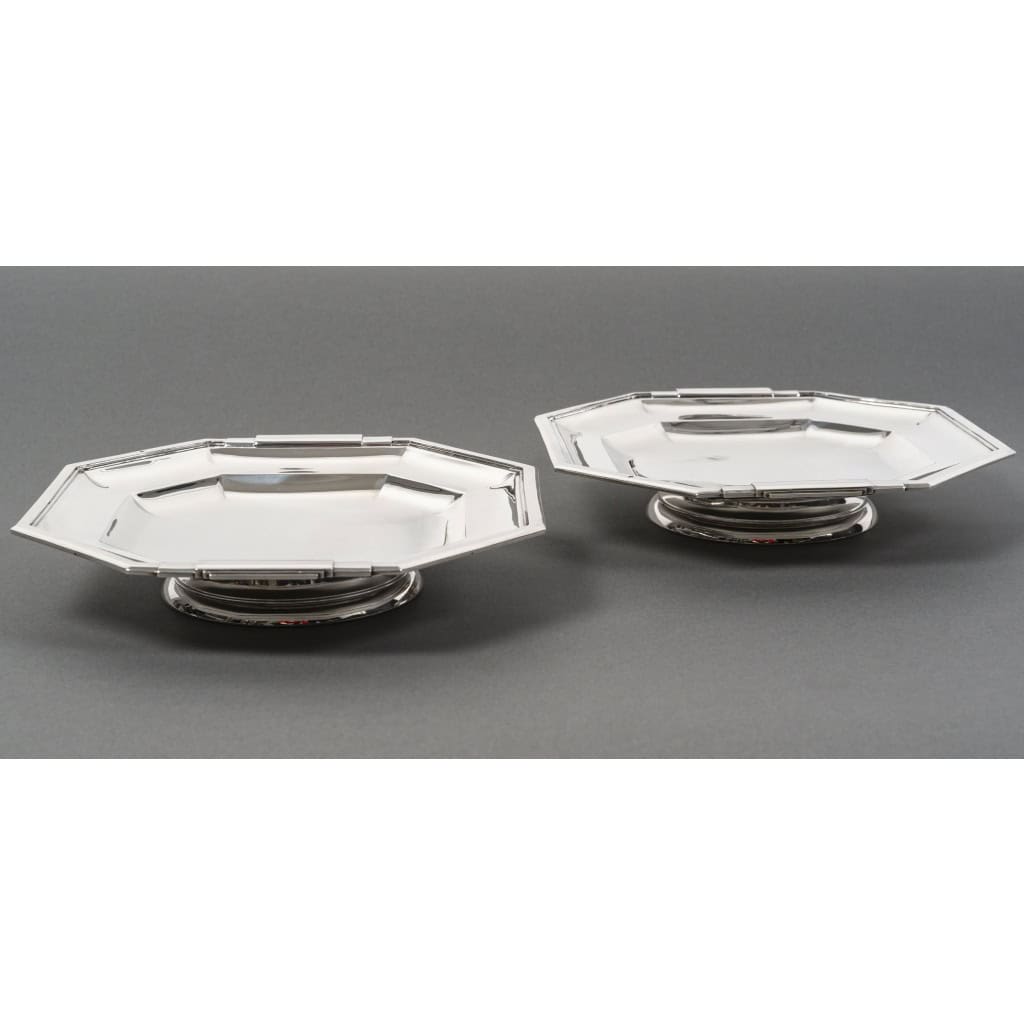 LAPPARRA – Paire de coupes sur pied argent massif XXe ART DECO 4