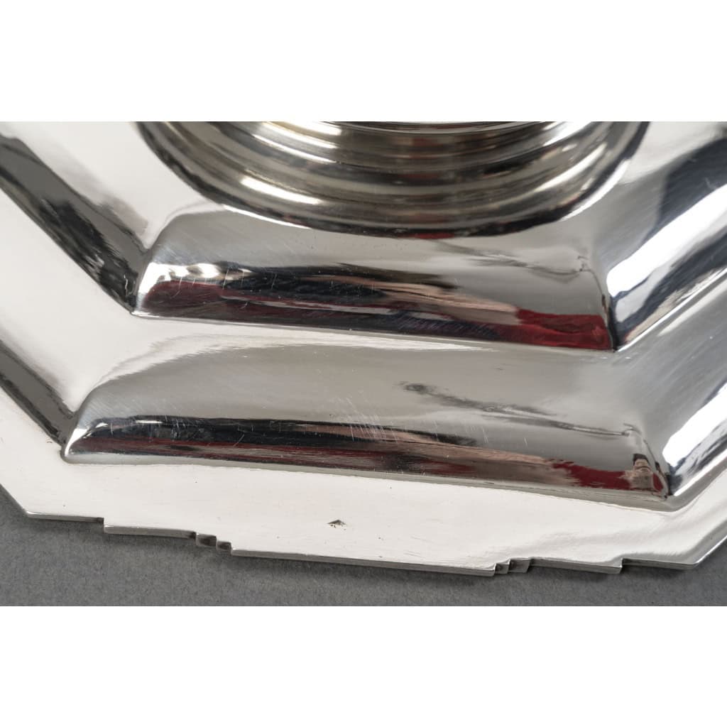 LAPPARRA – Paire de coupes sur pied argent massif XXe ART DECO 10