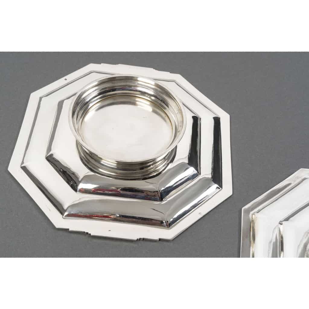 LAPPARRA – Paire de coupes sur pied argent massif XXe ART DECO 11