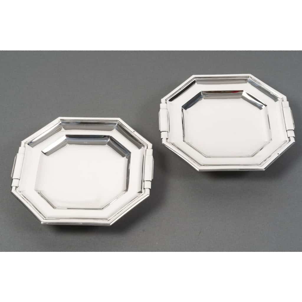 LAPPARRA – Paire de coupes sur pied argent massif XXe ART DECO 12