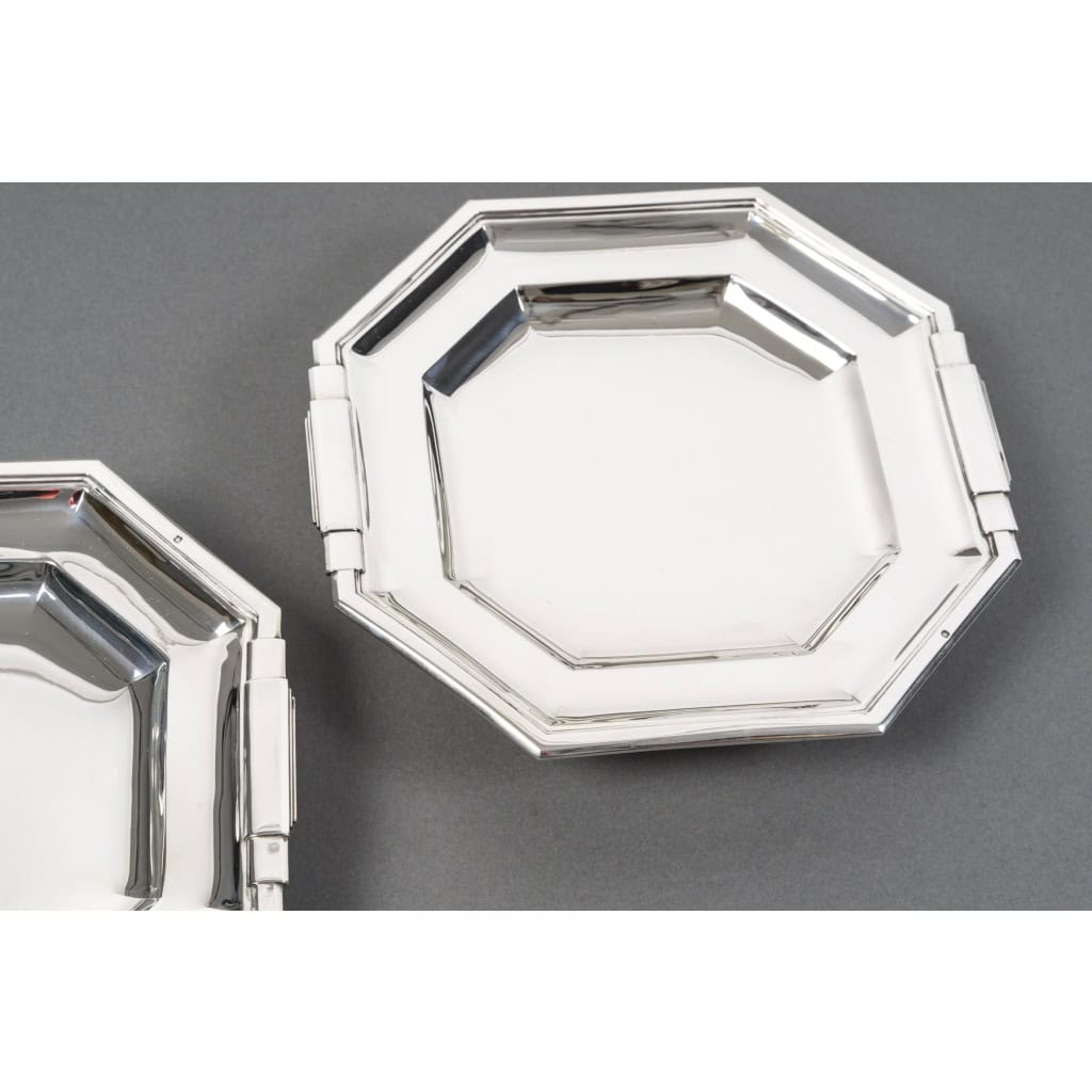 LAPPARRA – Paire de coupes sur pied argent massif XXe ART DECO 14