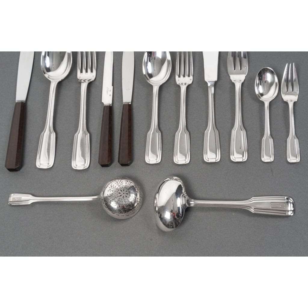 FOUQUET LAPAR – Ménagère de couverts 147 Pièces argent massif Art Déco vers 1930 9