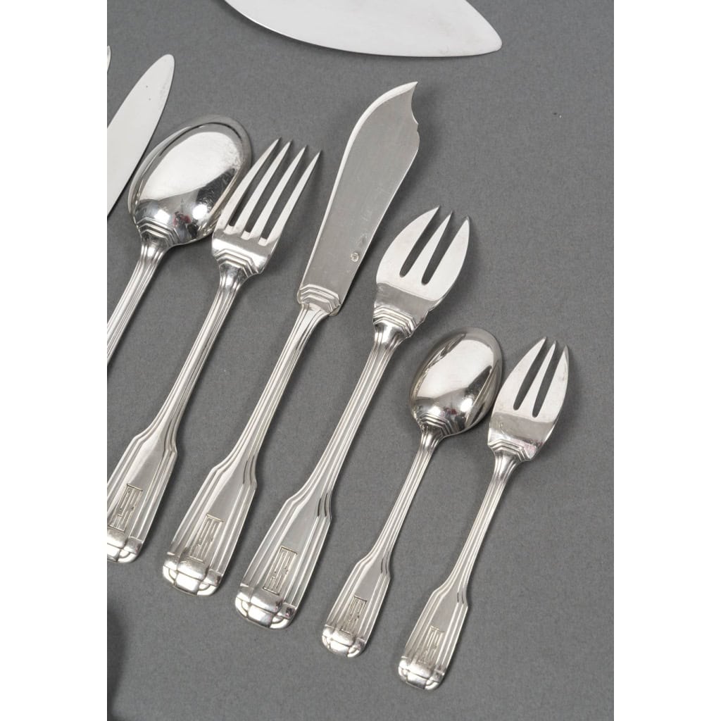 FOUQUET LAPAR – Ménagère de couverts 147 Pièces argent massif Art Déco vers 1930 13