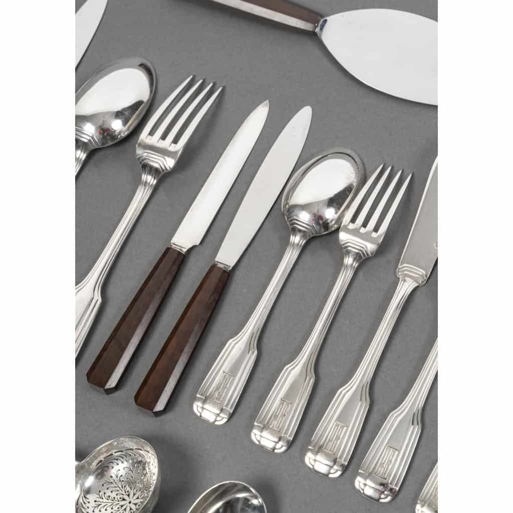FOUQUET LAPAR – Ménagère de couverts 147 Pièces argent massif Art Déco vers 1930 14