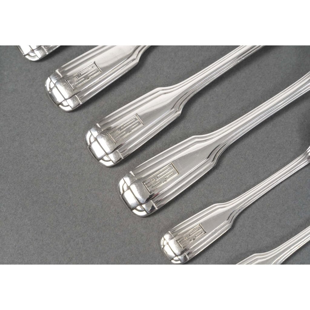 FOUQUET LAPAR – Ménagère de couverts 147 Pièces argent massif Art Déco vers 1930 21