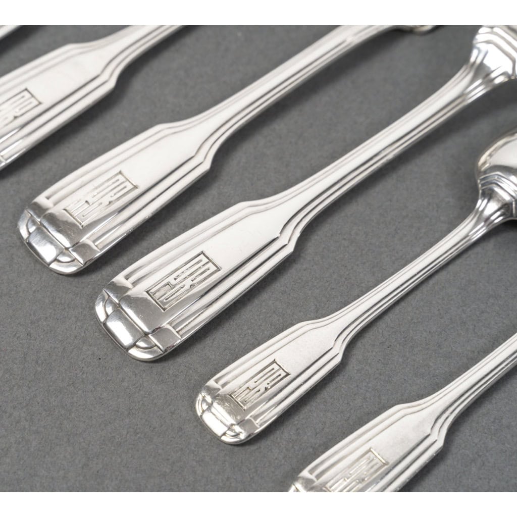 FOUQUET LAPAR – Ménagère de couverts 147 Pièces argent massif Art Déco vers 1930 23