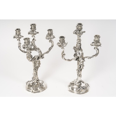 HARLEUX – Paire de candélabres Louis XV Epoque NAPOLEON III, XIXe 3