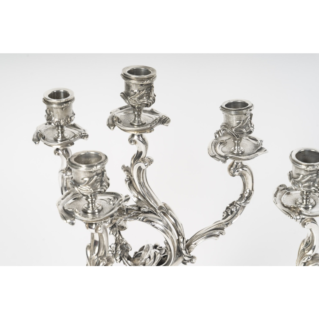 HARLEUX – Paire de candélabres Louis XV Epoque NAPOLEON III, XIXe 5