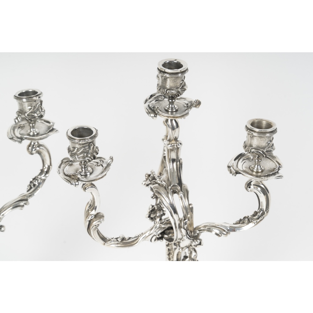 HARLEUX – Paire de candélabres Louis XV Epoque NAPOLEON III, XIXe 6