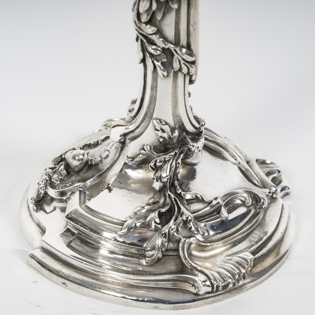HARLEUX – Paire de candélabres Louis XV Epoque NAPOLEON III, XIXe 7