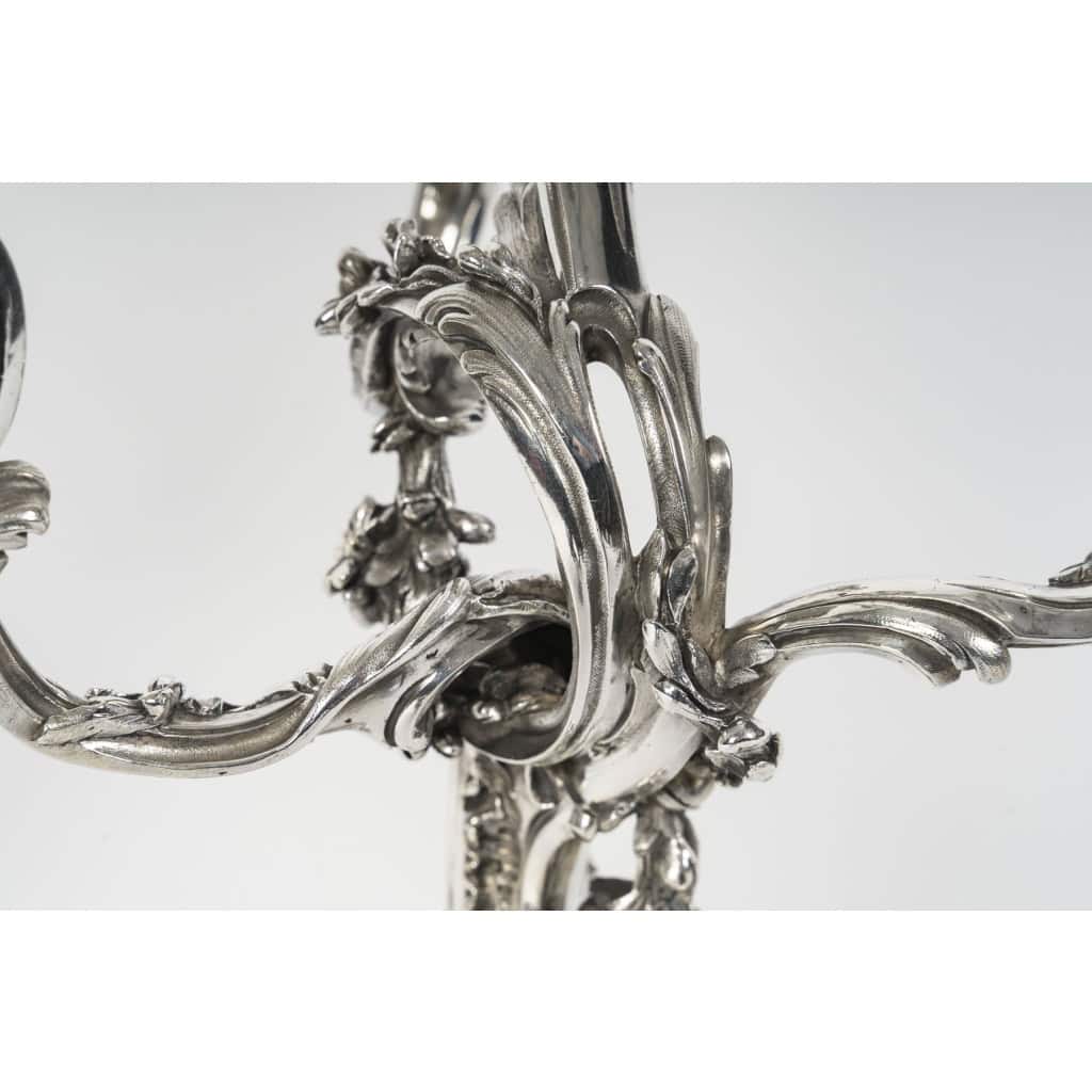 HARLEUX – Paire de candélabres Louis XV Epoque NAPOLEON III, XIXe 10