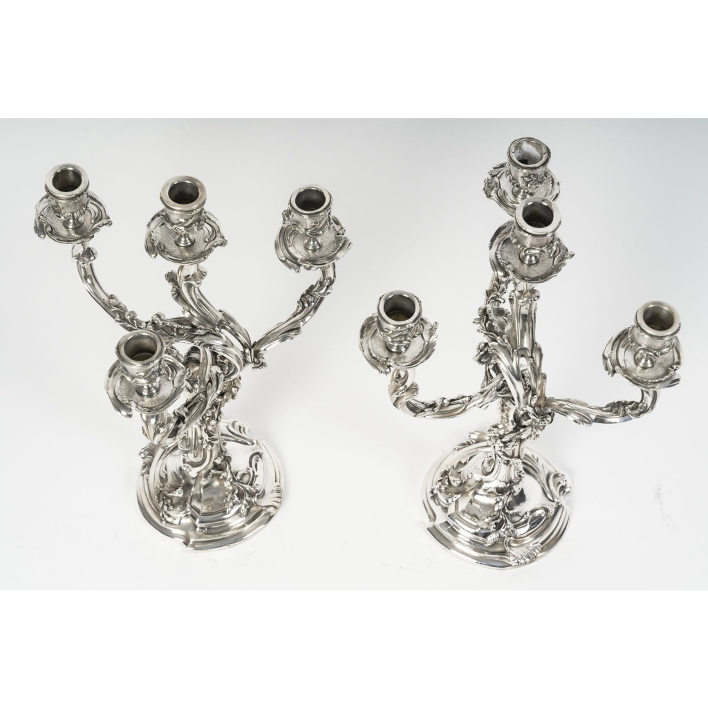 HARLEUX – Paire de candélabres Louis XV Epoque NAPOLEON III, XIXe 12