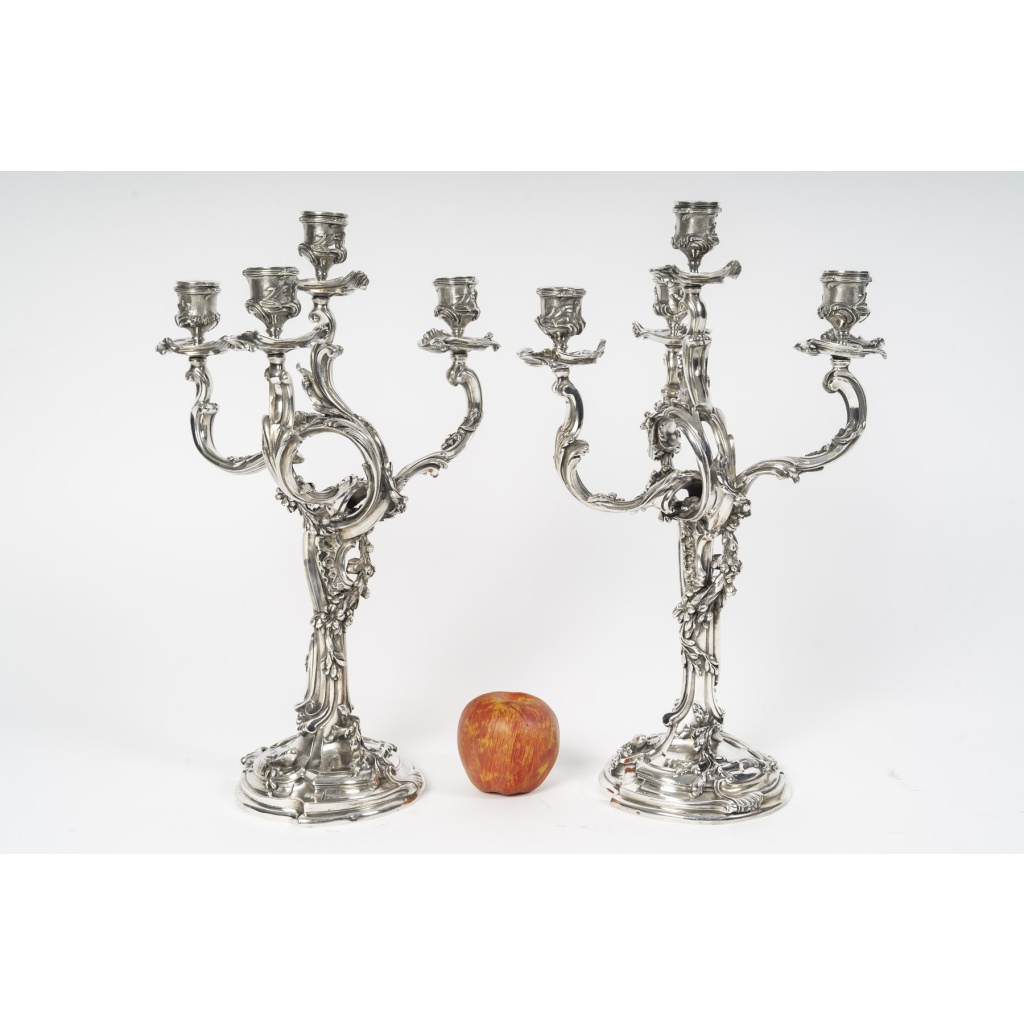 HARLEUX – Paire de candélabres Louis XV Epoque NAPOLEON III, XIXe 13