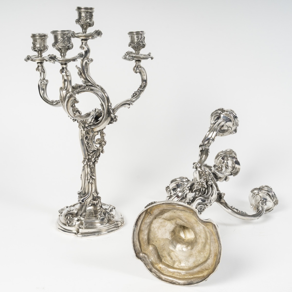 HARLEUX – Paire de candélabres Louis XV Epoque NAPOLEON III, XIXe 15