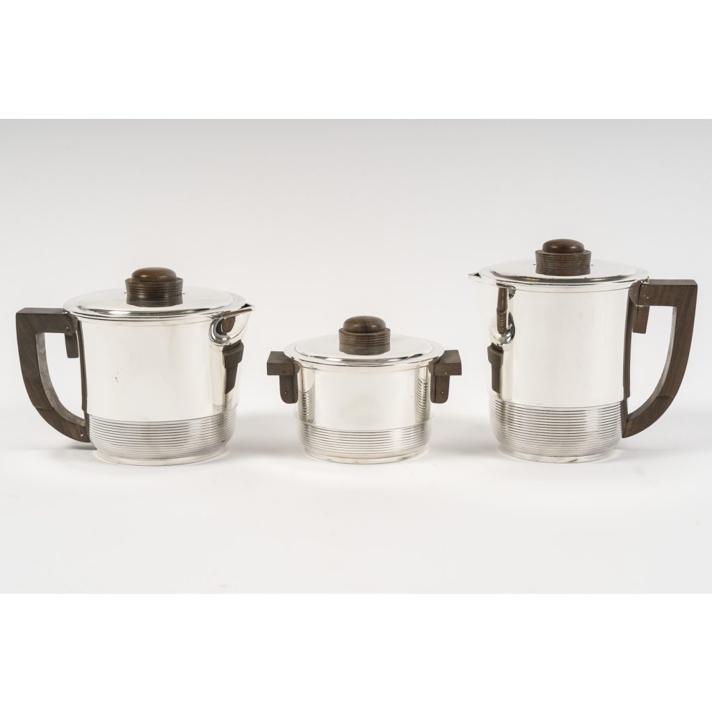 Fouquet Lapar – Service thé café 3 pièces argent massif ART DECO 4