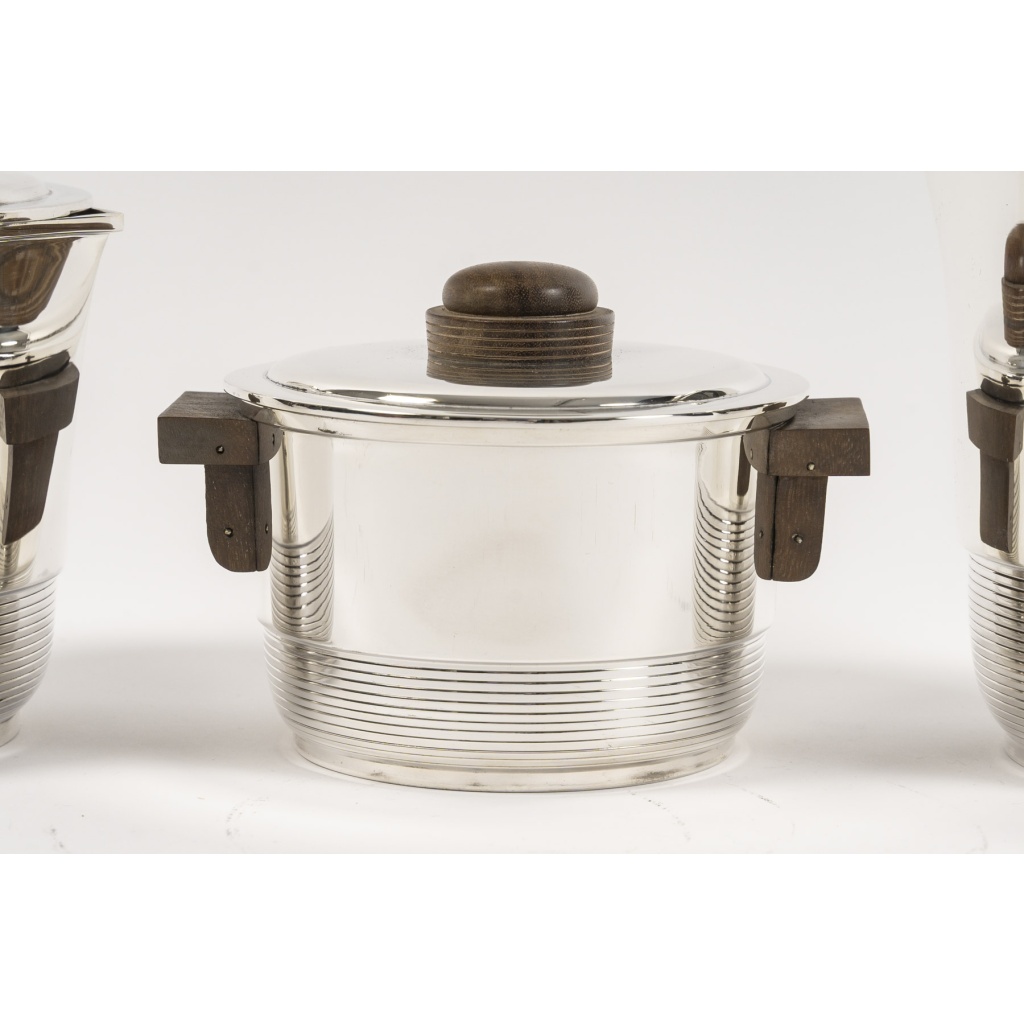 Fouquet Lapar – Service thé café 3 pièces argent massif ART DECO 5