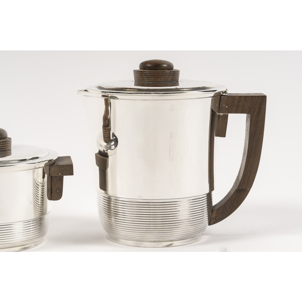 Fouquet Lapar – Service thé café 3 pièces argent massif ART DECO 6