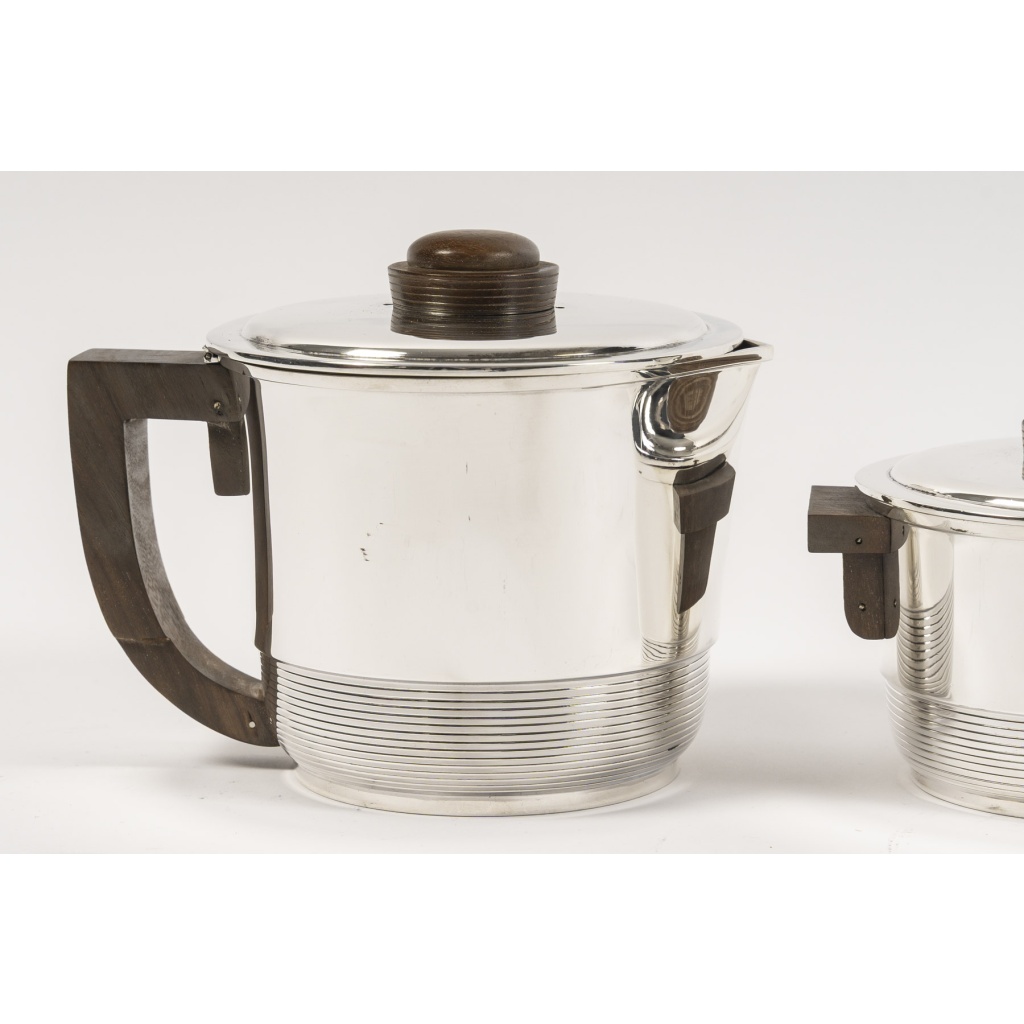 Fouquet Lapar – Service thé café 3 pièces argent massif ART DECO 7