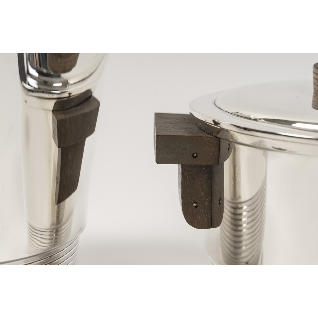 Fouquet Lapar – Service thé café 3 pièces argent massif ART DECO 9
