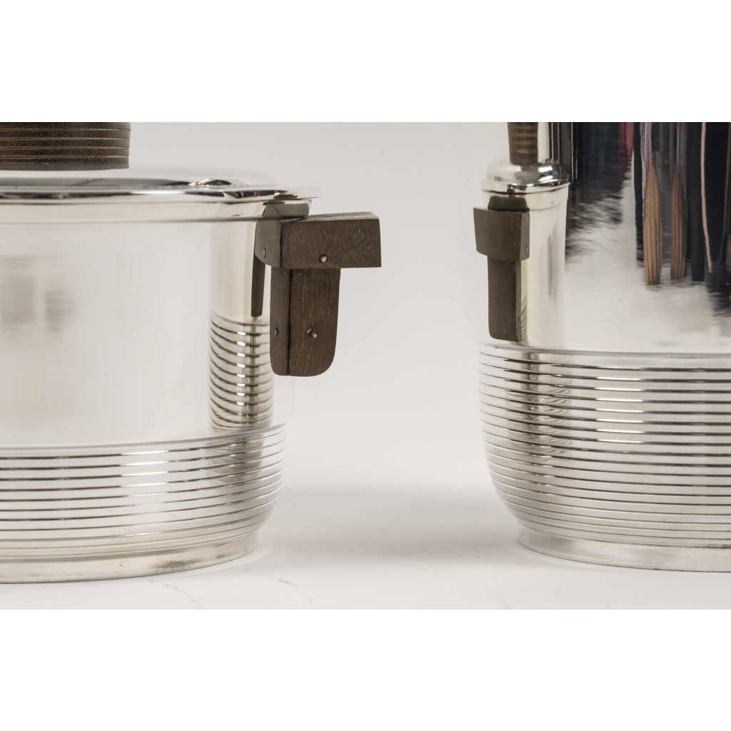 Fouquet Lapar – Service thé café 3 pièces argent massif ART DECO 12