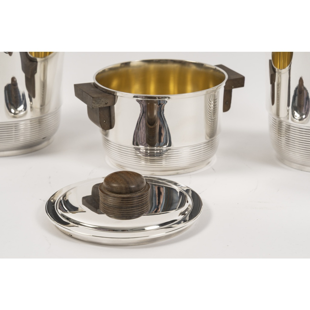 Fouquet Lapar – Service thé café 3 pièces argent massif ART DECO 15