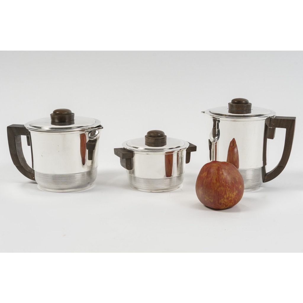 Fouquet Lapar – Service thé café 3 pièces argent massif ART DECO 22