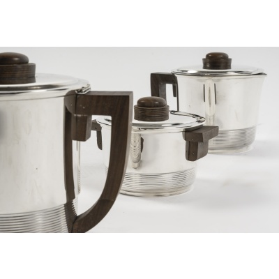 Fouquet Lapar – Service thé café 3 pièces argent massif ART DECO