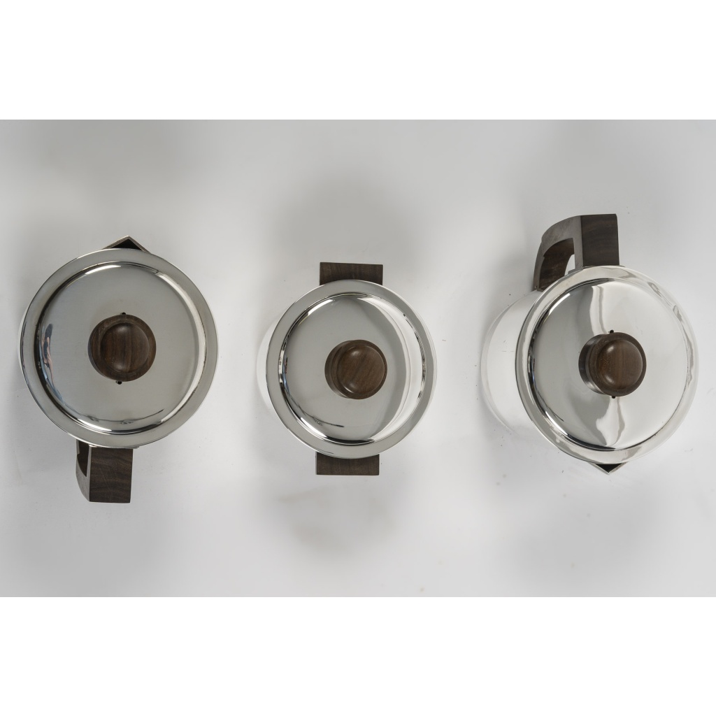 Fouquet Lapar – Service thé café 3 pièces argent massif ART DECO 25