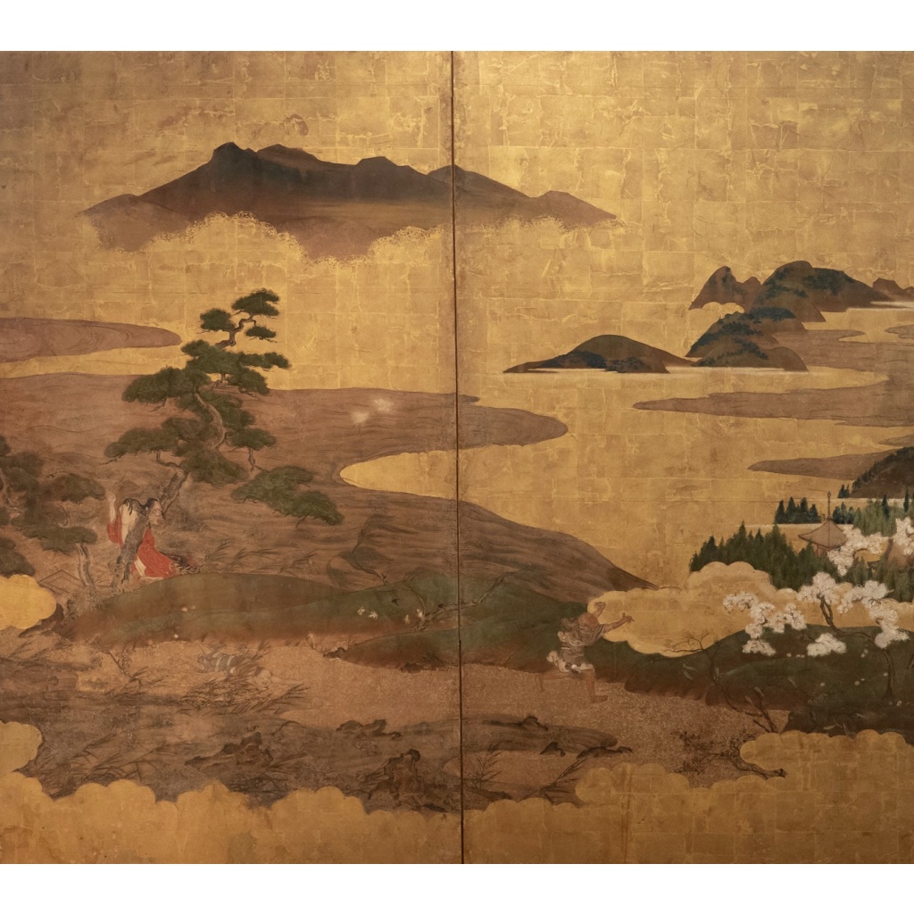 Paravent japonais à 2 panneaux époque Edo 17/18ème siècle 4