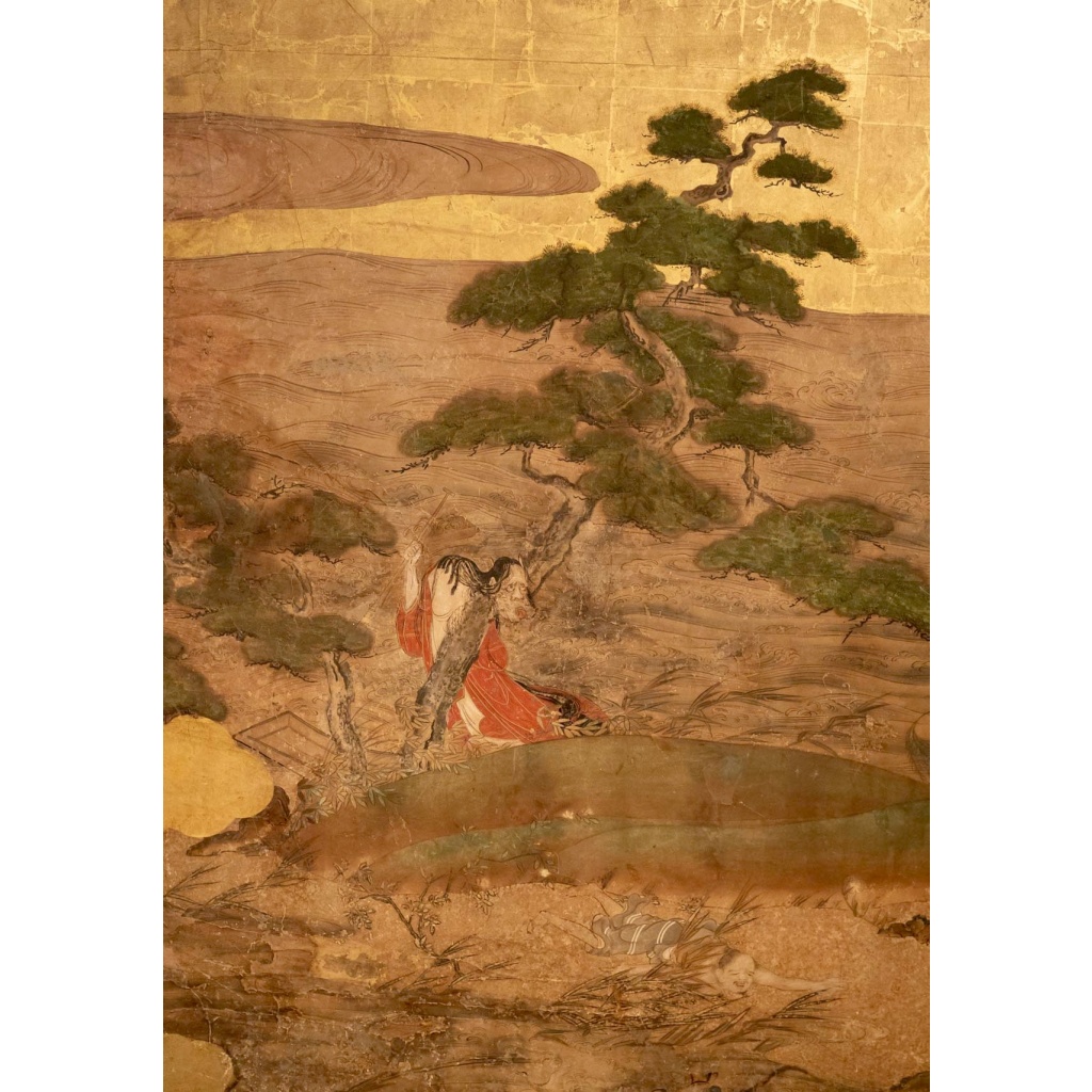 Paravent japonais à 2 panneaux époque Edo 17/18ème siècle 9