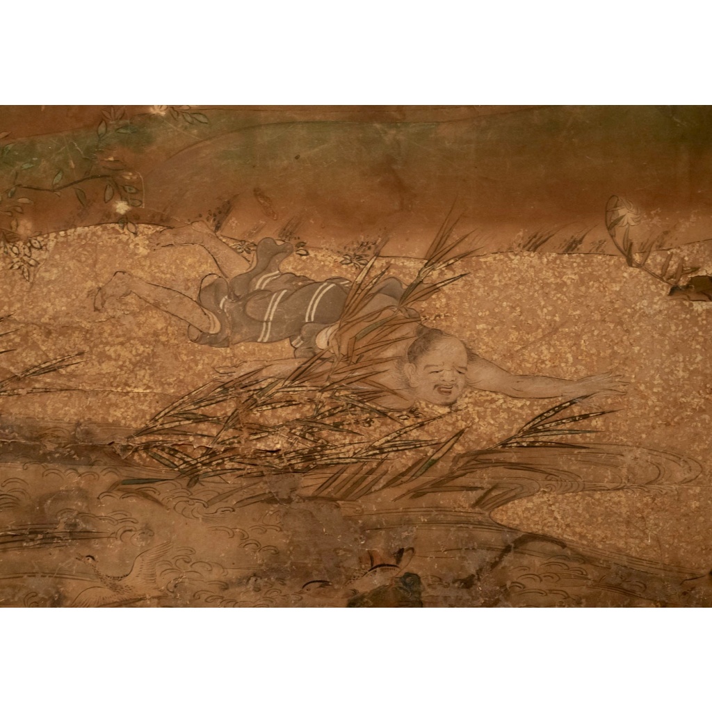 Paravent japonais à 2 panneaux époque Edo 17/18ème siècle 8