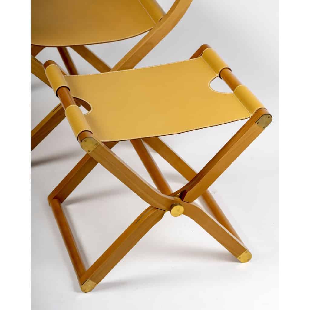 Hermès – Fauteuil Et Tabouret Pliants Pippa Cuir Et Bois 11