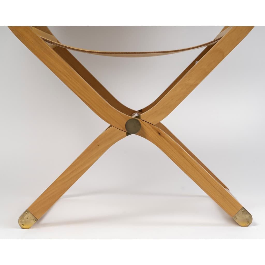 Hermès – Fauteuil Et Tabouret Pliants Pippa Cuir Et Bois 7