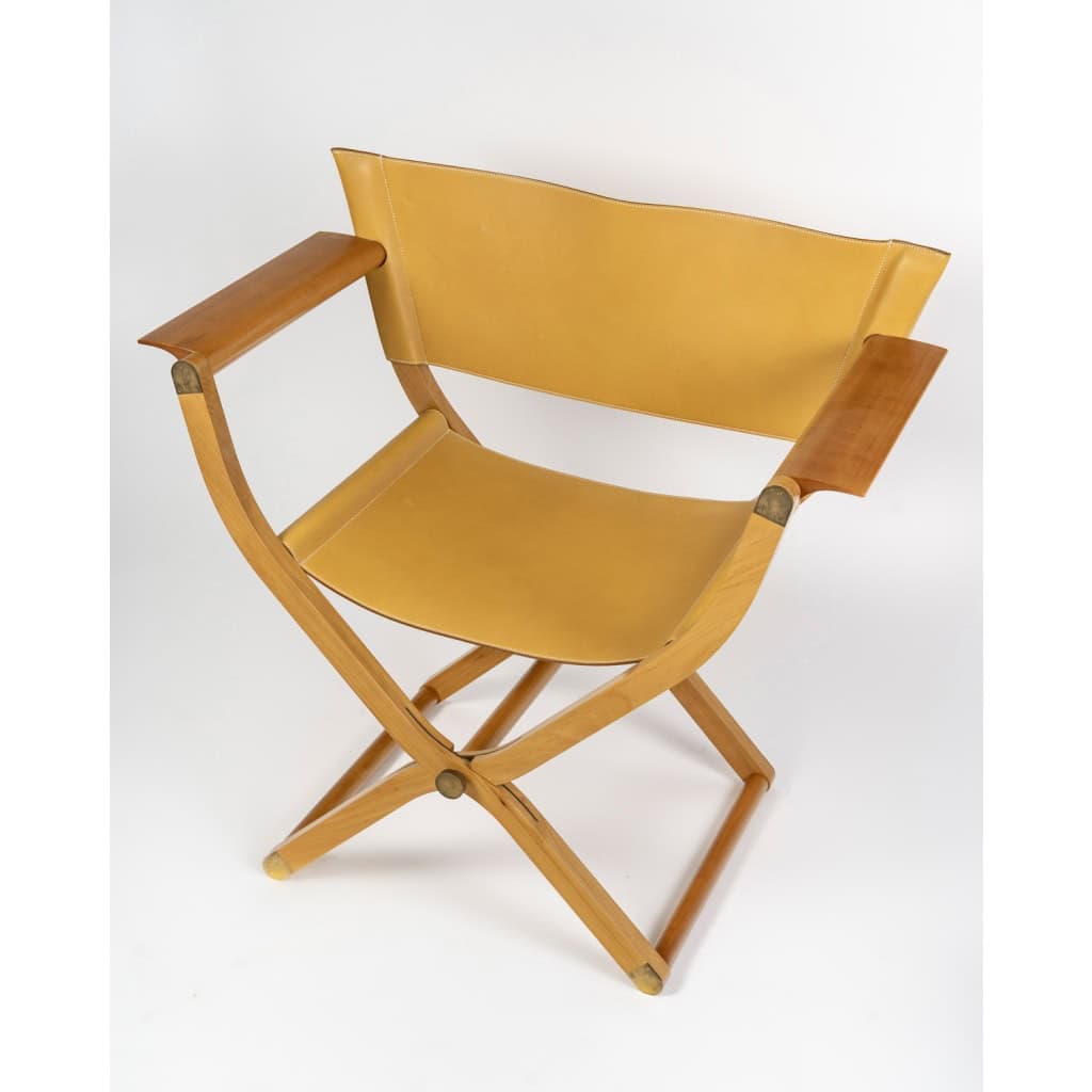 Hermès – Fauteuil Et Tabouret Pliants Pippa Cuir Et Bois 5
