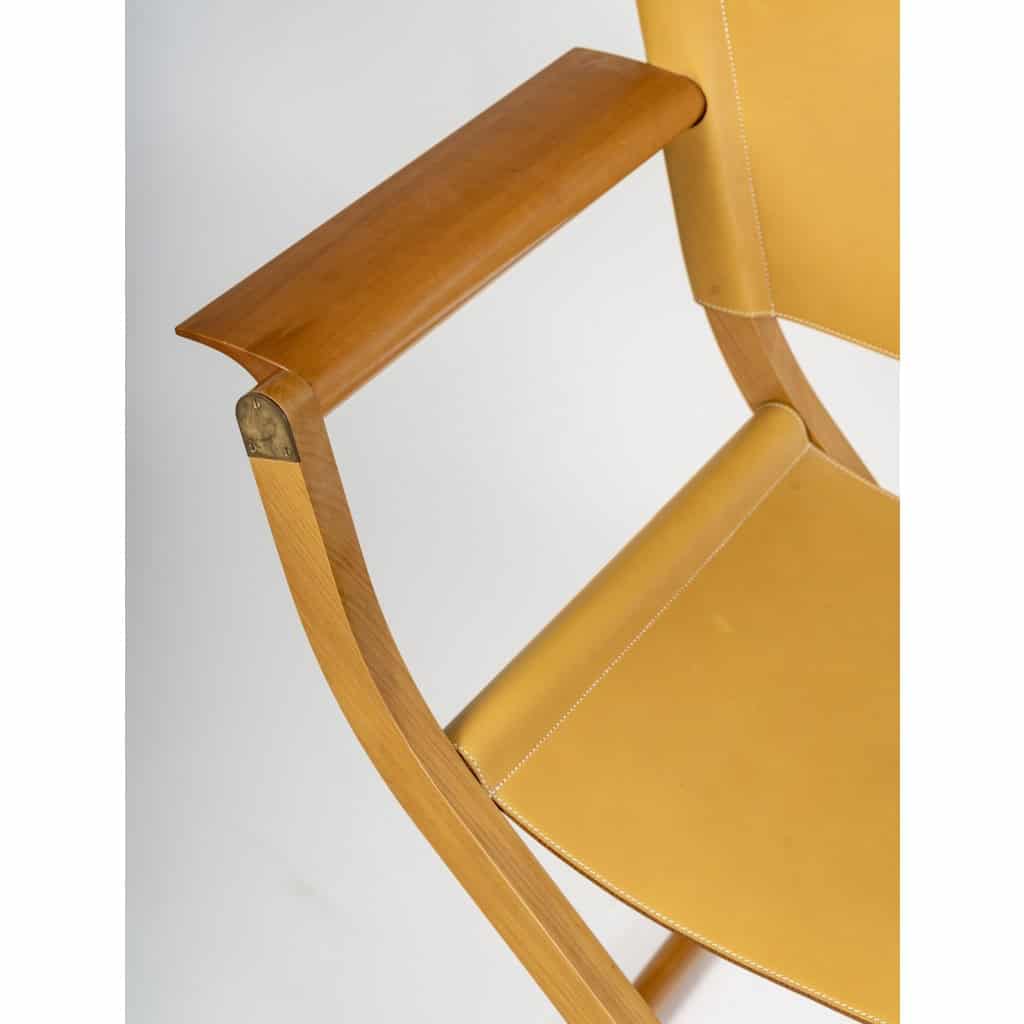 Hermès – Fauteuil Et Tabouret Pliants Pippa Cuir Et Bois 8