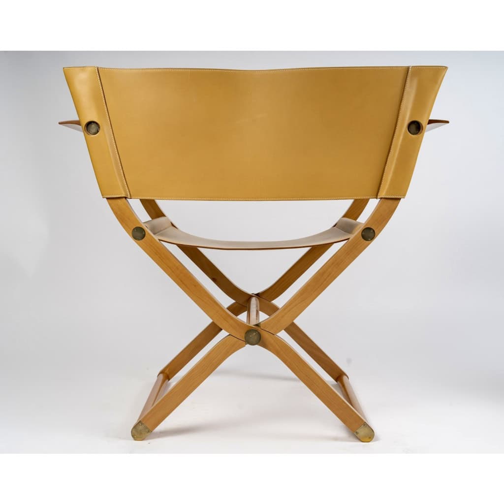 Hermès – Fauteuil Et Tabouret Pliants Pippa Cuir Et Bois 6