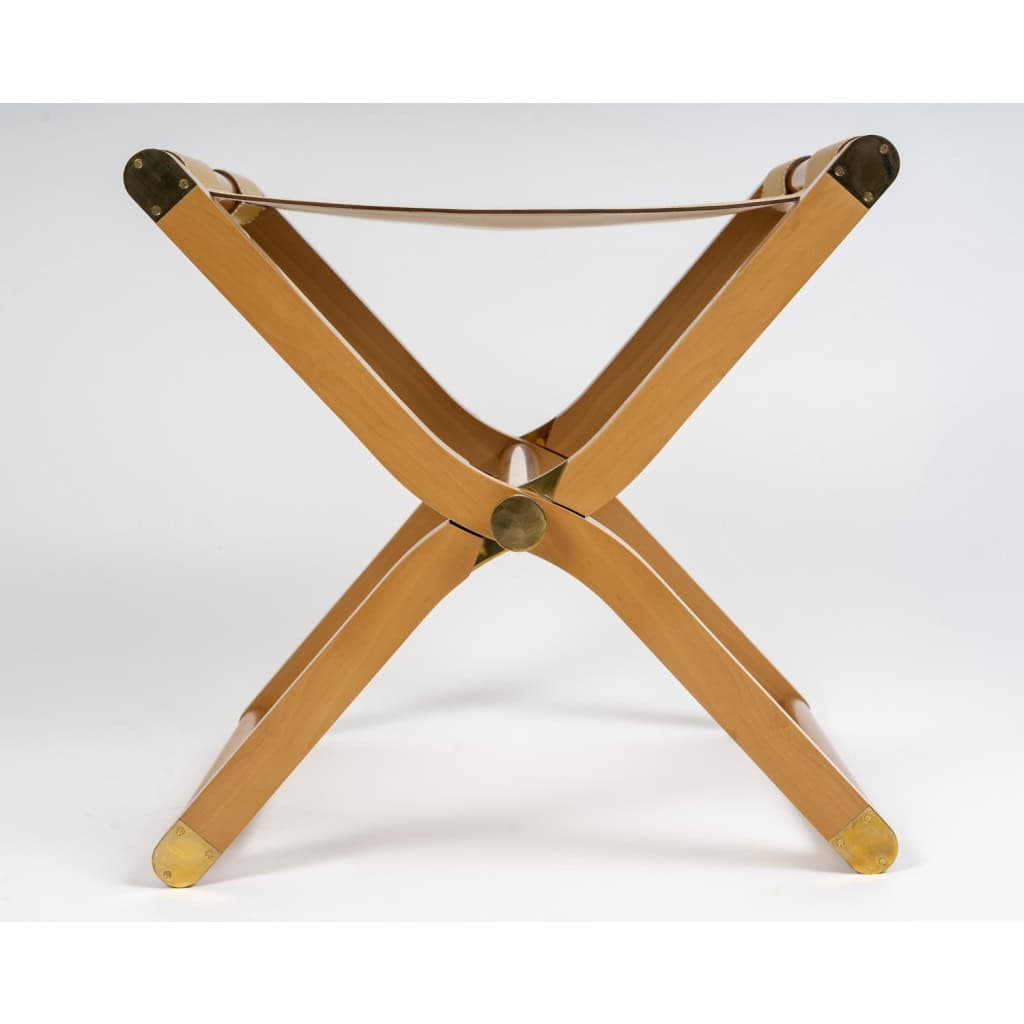 Hermès – Fauteuil Et Tabouret Pliants Pippa Cuir Et Bois 13