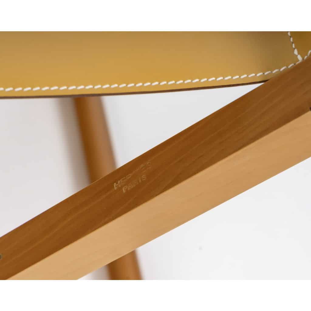 Hermès – Fauteuil Et Tabouret Pliants Pippa Cuir Et Bois 14