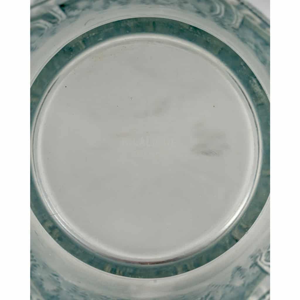 1933 René Lalique – Vase Rennes Verre Blanc Patiné Bleu 7