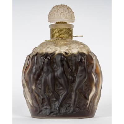 1937 René Lalique – Flacon Calendal Verre Blanc Patiné Sépia Pour Molinard