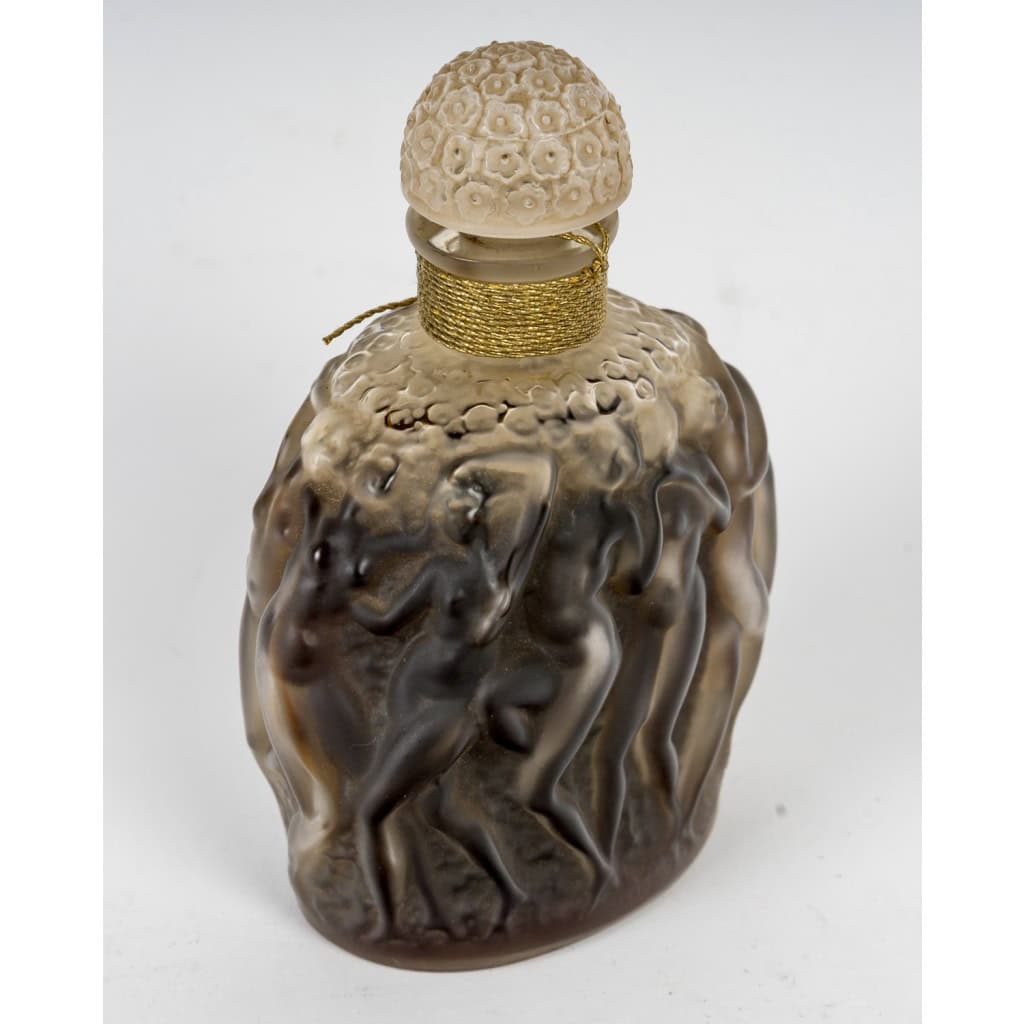 1937 René Lalique – Flacon Calendal Verre Blanc Patiné Sépia Pour Molinard 5