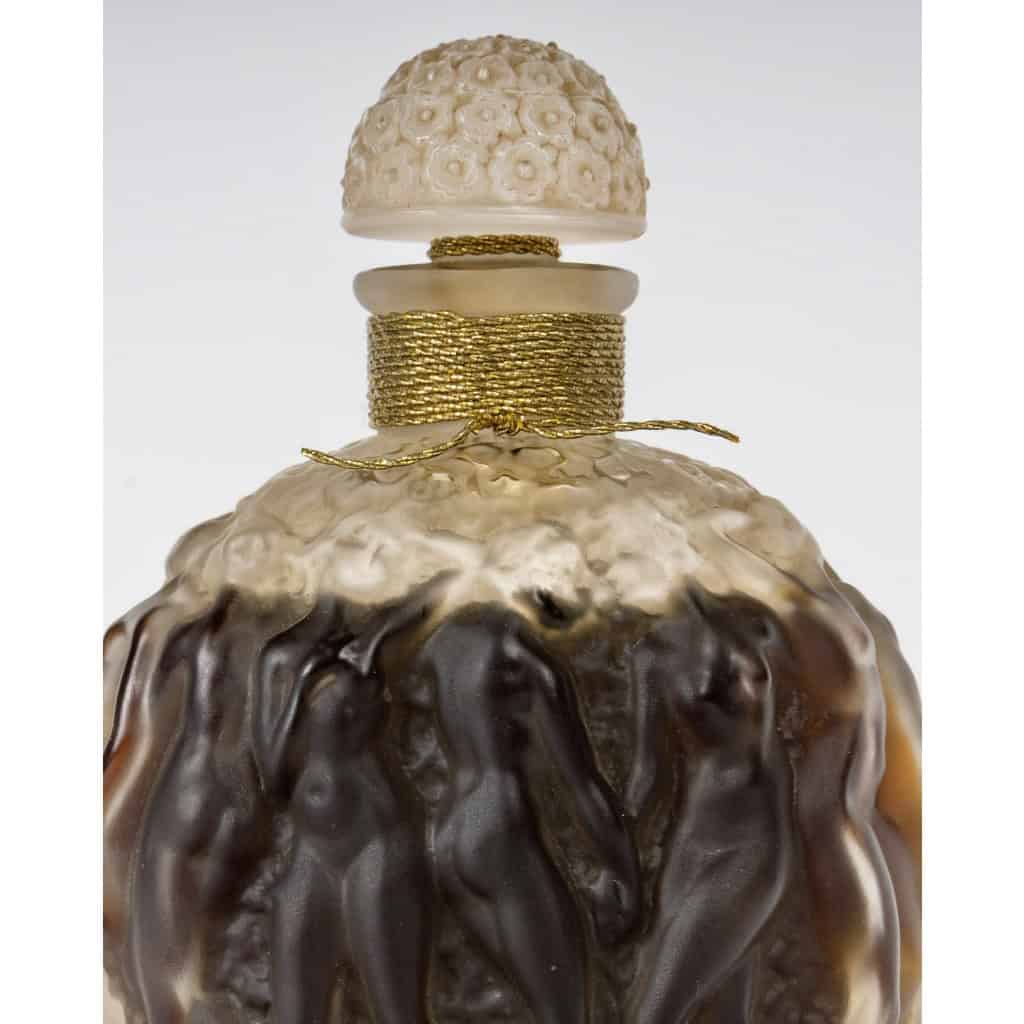 1937 René Lalique – Flacon Calendal Verre Blanc Patiné Sépia Pour Molinard 7