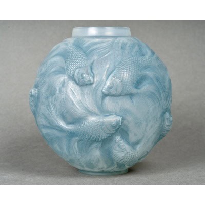 1924 René Lalique – Vase Formose Verre Opalescent Patiné Bleu