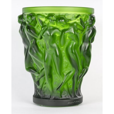 Lalique France – Vase Bacchantes Cristal Vert Amazone – Neuf